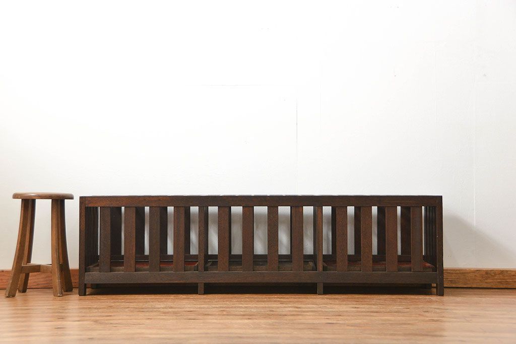 アンティーク雑貨　アンティーク 古い木の大きな受け皿付き傘立て(アンブレラスタンド)