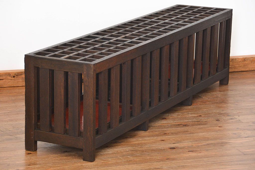 アンティーク雑貨　アンティーク 古い木の大きな受け皿付き傘立て(アンブレラスタンド)