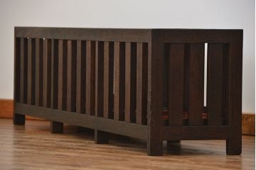 アンティーク雑貨　アンティーク 古い木の大きな受け皿付き傘立て(アンブレラスタンド)