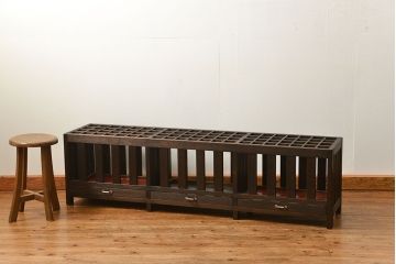 アンティーク雑貨　アンティーク 古い木の大きな受け皿付き傘立て(アンブレラスタンド)