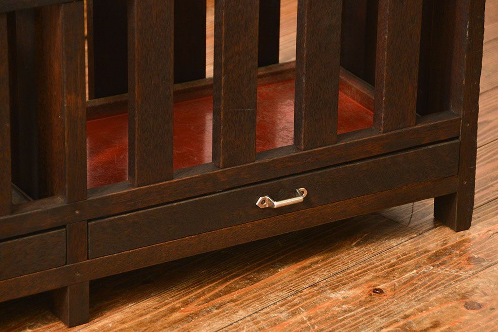 アンティーク雑貨　アンティーク 古い木の大きな受け皿付き傘立て(アンブレラスタンド)