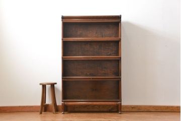 アンティーク家具　イギリスアンティーク オーク材　脚付きスタッキングブックケース(1)(本箱、収納棚、書棚、キャビネット)