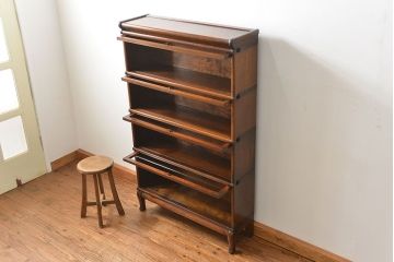 アンティーク家具　イギリスアンティーク オーク材　脚付きスタッキングブックケース(1)(本箱、収納棚、書棚、キャビネット)