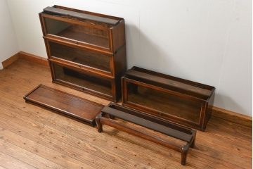 アンティーク家具　イギリスアンティーク オーク材　脚付きスタッキングブックケース(1)(本箱、収納棚、書棚、キャビネット)