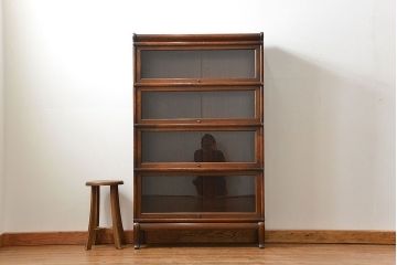 アンティーク家具　イギリスアンティーク オーク材　脚付きスタッキングブックケース(2)(本箱、収納棚、書棚、キャビネット)