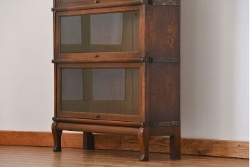 アンティーク家具　イギリスアンティーク オーク材　脚付きスタッキングブックケース(2)(本箱、収納棚、書棚、キャビネット)
