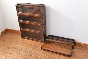 アンティーク家具　イギリスアンティーク オーク材　脚付きスタッキングブックケース(2)(本箱、収納棚、書棚、キャビネット)