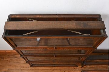 アンティーク家具　イギリスアンティーク オーク材　脚付きスタッキングブックケース(2)(本箱、収納棚、書棚、キャビネット)