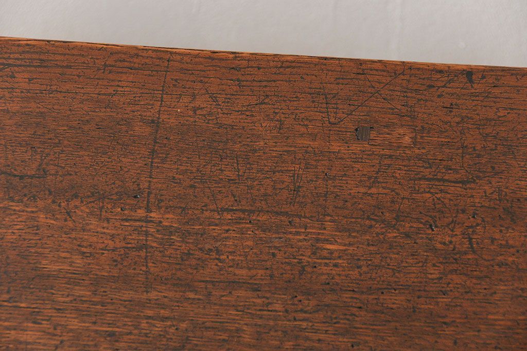 アンティーク家具　アンティーク 天板ナラ材の薄型作業台(1)(サイドテーブル、机、在宅ワーク、在宅用デスク)