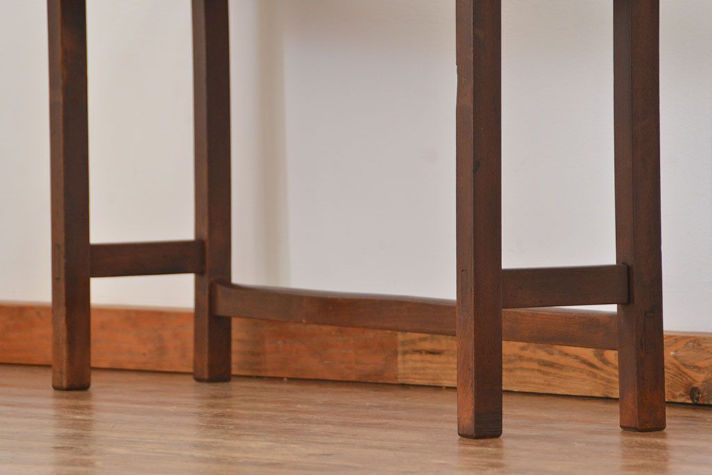 アンティーク家具　アンティーク 天板ナラ材の薄型作業台(1)(サイドテーブル、机、在宅ワーク、在宅用デスク)