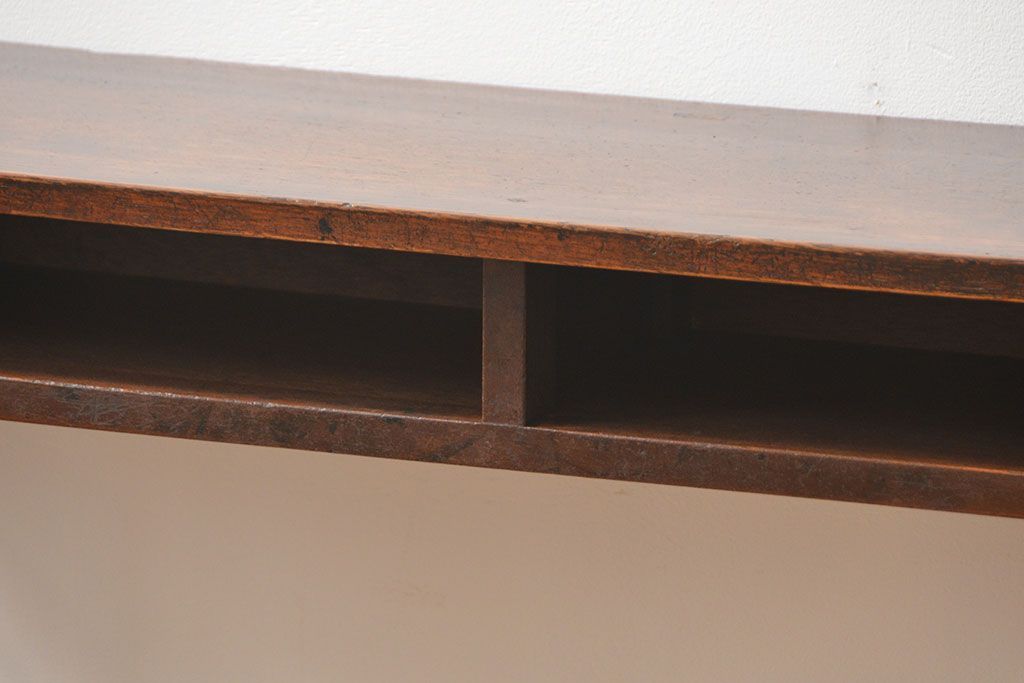 アンティーク家具　アンティーク 天板ナラ材の薄型作業台(1)(サイドテーブル、机、在宅ワーク、在宅用デスク)