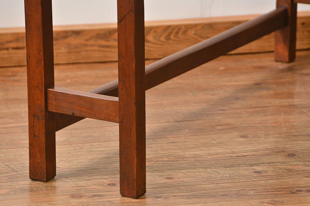 アンティーク家具　アンティーク 天板ナラ材の薄型作業台(1)(サイドテーブル、机、在宅ワーク、在宅用デスク)