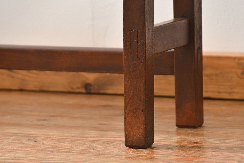 アンティーク家具　アンティーク 天板ナラ材の薄型作業台(1)(サイドテーブル、机、在宅ワーク、在宅用デスク)