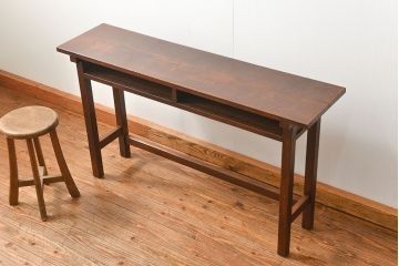 アンティーク家具　アンティーク 天板ナラ材の薄型作業台(2)(サイドテーブル、机、在宅ワーク、在宅用デスク)