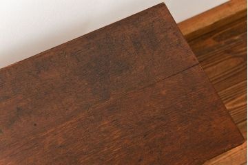 アンティーク家具　アンティーク 天板ナラ材の薄型作業台(2)(サイドテーブル、机、在宅ワーク、在宅用デスク)