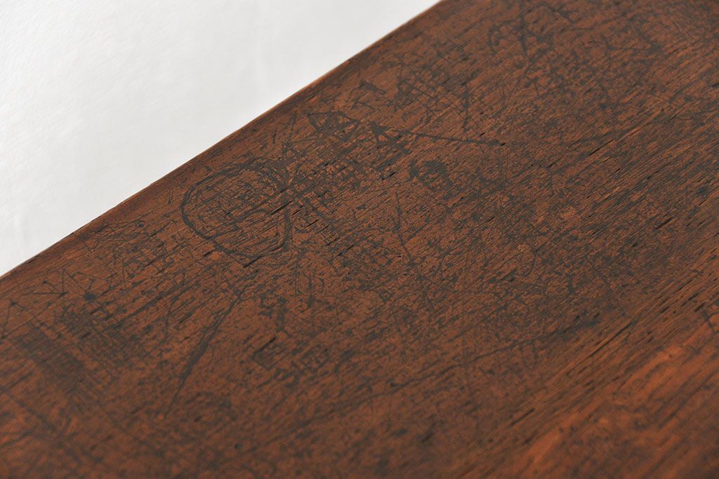 アンティーク家具　アンティーク 天板ナラ材の薄型作業台(2)(サイドテーブル、机、在宅ワーク、在宅用デスク)