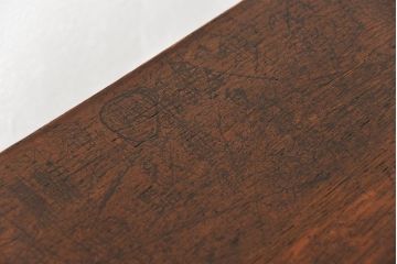 アンティーク家具　アンティーク 天板ナラ材の薄型作業台(2)(サイドテーブル、机、在宅ワーク、在宅用デスク)