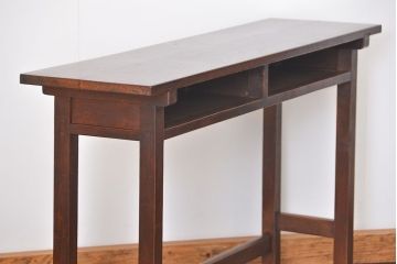 アンティーク家具　アンティーク 天板ナラ材の薄型作業台(2)(サイドテーブル、机、在宅ワーク、在宅用デスク)