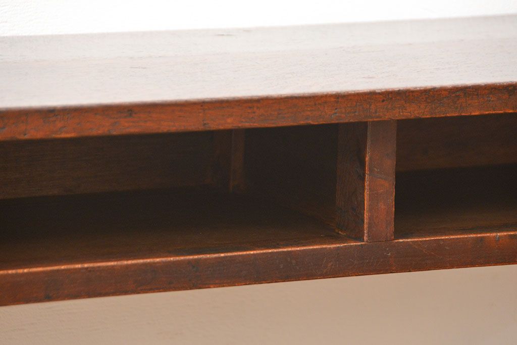 アンティーク家具　アンティーク 天板ナラ材の薄型作業台(2)(サイドテーブル、机、在宅ワーク、在宅用デスク)