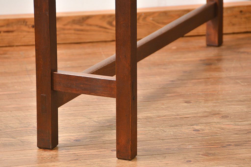 アンティーク家具　アンティーク 天板ナラ材の薄型作業台(2)(サイドテーブル、机、在宅ワーク、在宅用デスク)