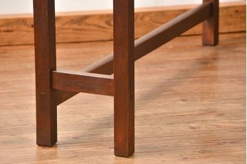 アンティーク家具　アンティーク 天板ナラ材の薄型作業台(2)(サイドテーブル、机、在宅ワーク、在宅用デスク)