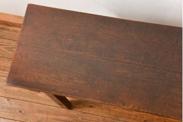 アンティーク家具　アンティーク 天板ナラ材の薄型作業台(3)(サイドテーブル、机、在宅ワーク、在宅用デスク)