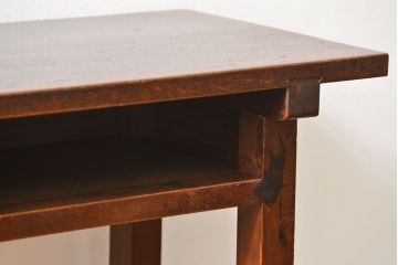 アンティーク家具　アンティーク 天板ナラ材の薄型作業台(3)(サイドテーブル、机、在宅ワーク、在宅用デスク)