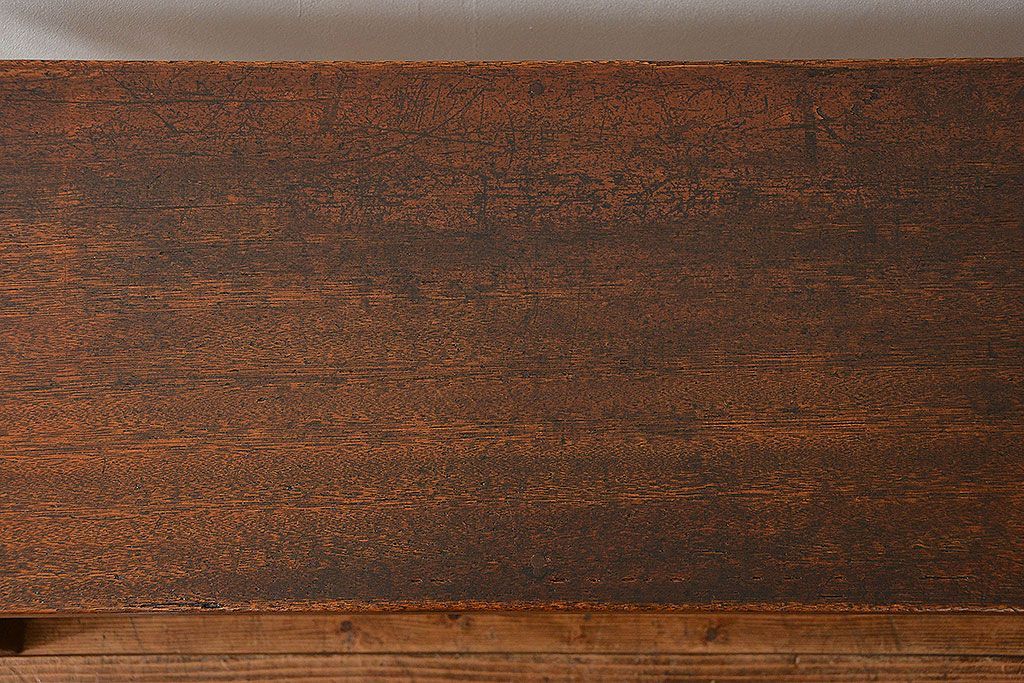 アンティーク家具　アンティーク 古い木のシンプルな薄型作業台(サイドテーブル、机、在宅ワーク、在宅用デスク)