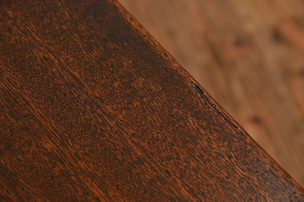 アンティーク家具　アンティーク 古い木のシンプルな薄型作業台(サイドテーブル、机、在宅ワーク、在宅用デスク)