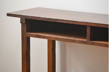 アンティーク家具　アンティーク 古い木のシンプルな薄型作業台(サイドテーブル、机、在宅ワーク、在宅用デスク)