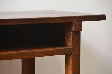 アンティーク家具　アンティーク 古い木のシンプルな薄型作業台(サイドテーブル、机、在宅ワーク、在宅用デスク)