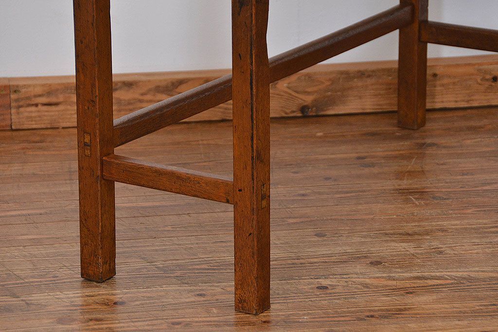 アンティーク家具　アンティーク 古い木のシンプルな薄型作業台(サイドテーブル、机、在宅ワーク、在宅用デスク)