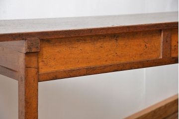 アンティーク家具　アンティーク 古い木のシンプルな薄型作業台(サイドテーブル、机、在宅ワーク、在宅用デスク)