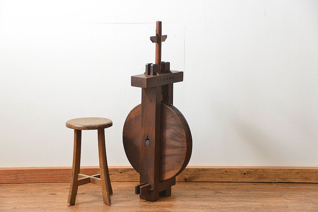 江戸時代大旧家蔵出高さ５３センチ２００〜２５０年頃欅製井戸滑車当時物コレクション 江戸時代大旧家蔵出高さ53センチ200〜250年頃欅製井戸