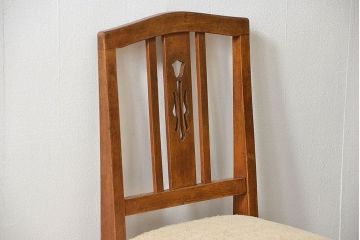 レトロ家具　アンティークリネン座面のレトロな椅子(1)(イス、チェア)