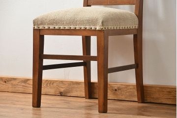 レトロ家具　アンティークリネン座面のレトロな椅子(1)(イス、チェア)