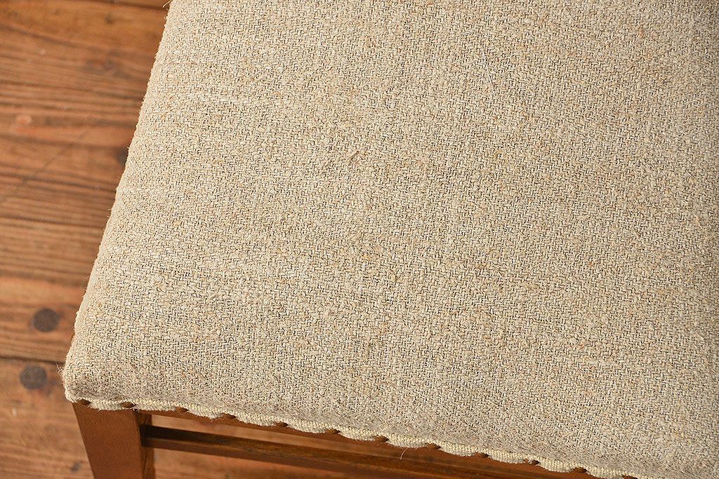 レトロ家具　アンティークリネン座面のレトロな椅子(1)(イス、チェア)