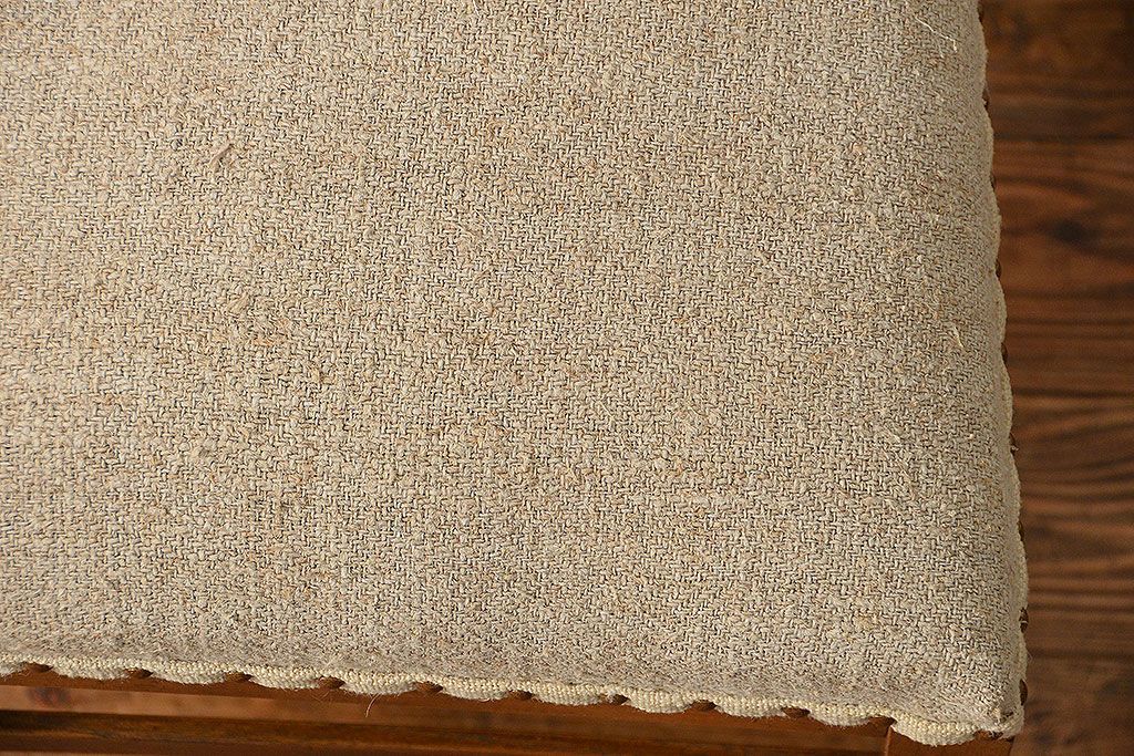 レトロ家具　アンティークリネン座面のレトロな椅子(1)(イス、チェア)