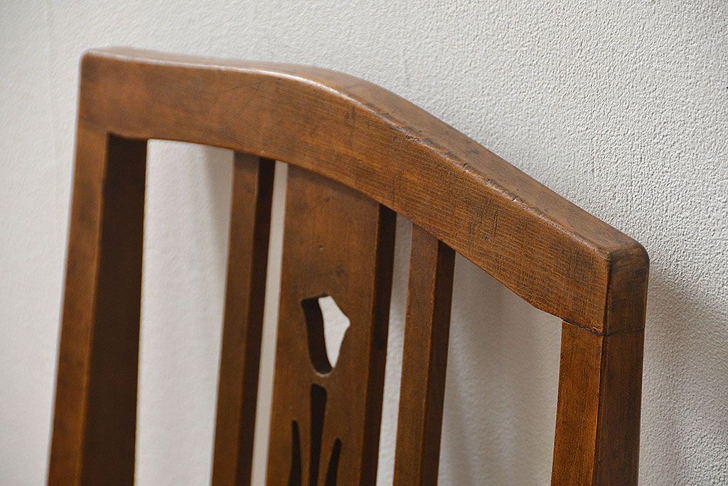 レトロ家具　アンティークリネン座面のレトロな椅子(1)(イス、チェア)