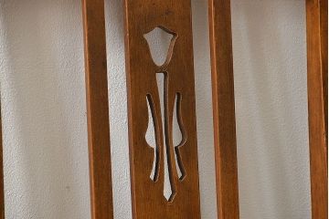 レトロ家具　アンティークリネン座面のレトロな椅子(1)(イス、チェア)