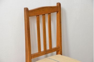 レトロ家具　アンティークリネン座面のレトロな椅子(2)(イス、チェア)