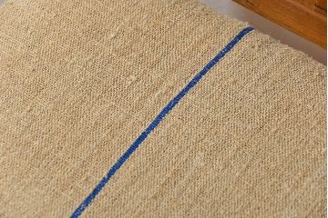 レトロ家具　アンティークリネン座面のレトロな椅子(2)(イス、チェア)