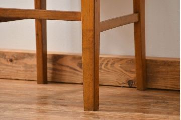 レトロ家具　アンティークリネン座面のレトロな椅子(2)(イス、チェア)