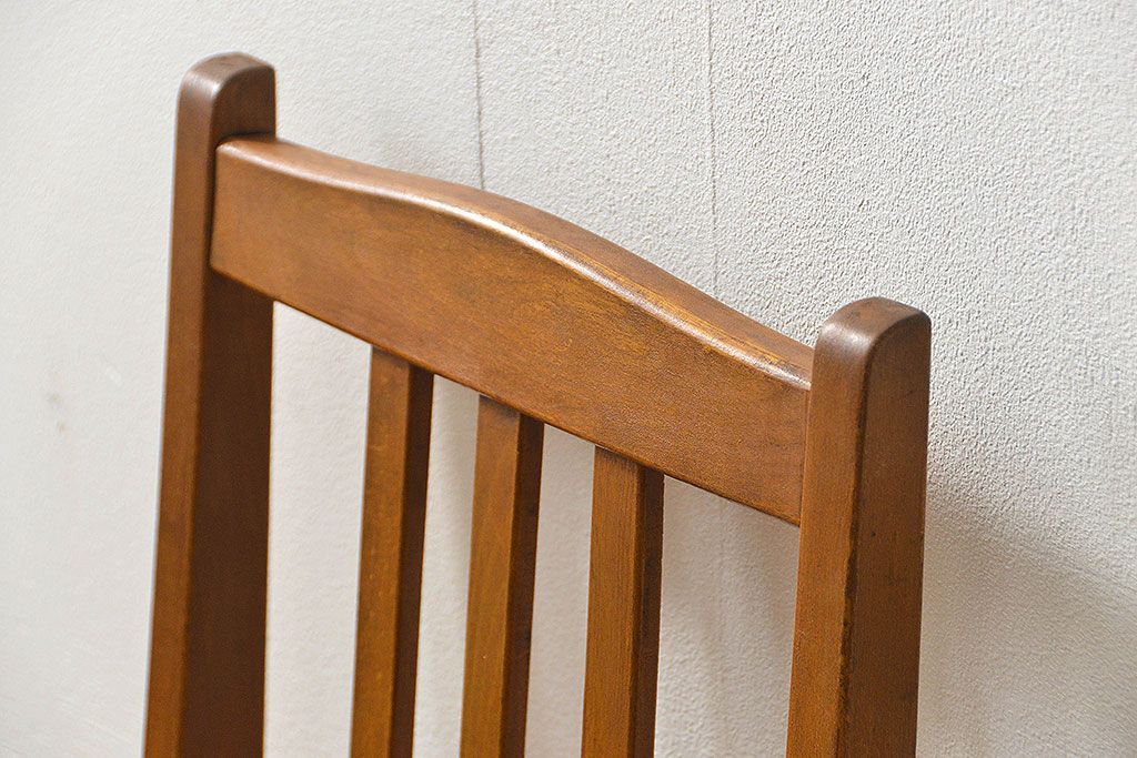 レトロ家具　アンティークリネン座面のレトロな椅子(2)(イス、チェア)