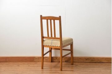 レトロ家具　アンティークリネン座面のレトロな椅子(2)(イス、チェア)