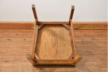 レトロ家具　アンティークリネン座面のレトロな椅子(2)(イス、チェア)