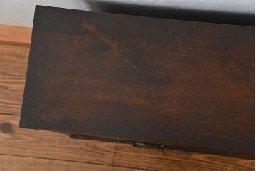 アンティーク家具　大正ロマン 古いナラ材!ミラー付き卓上キャビネット