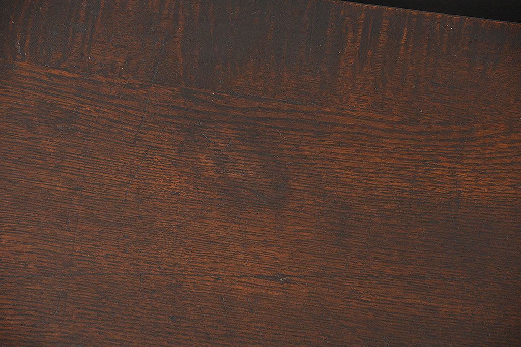 アンティーク家具　大正ロマン 古いナラ材!ミラー付き卓上キャビネット