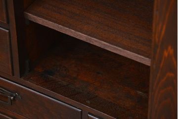 アンティーク家具　大正ロマン 古いナラ材!ミラー付き卓上キャビネット