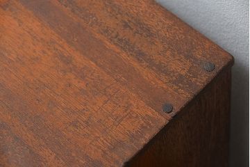 レトロ家具　昭和レトロ 古い木の小さなモールガラス収納棚(飾り棚)